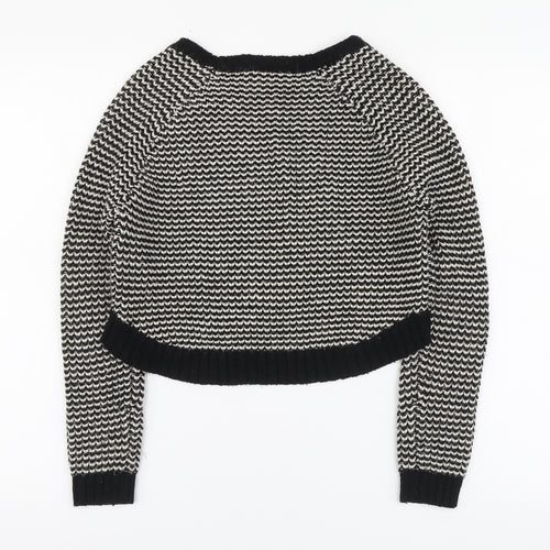 New Lpok Girls Black Round Neck Striped Acrylic Pullover Jumper Size 10-11 Years