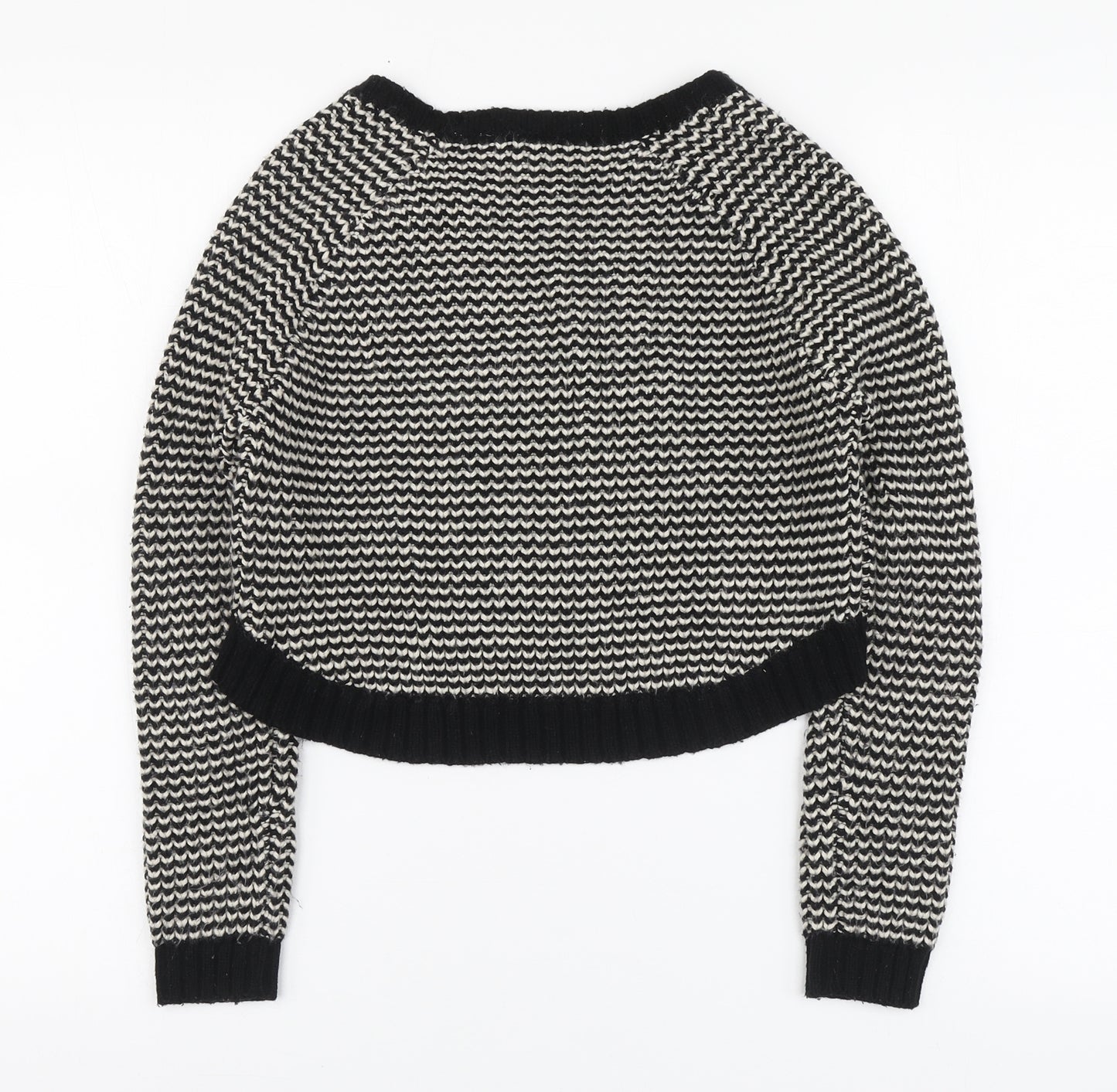 New Lpok Girls Black Round Neck Striped Acrylic Pullover Jumper Size 10-11 Years