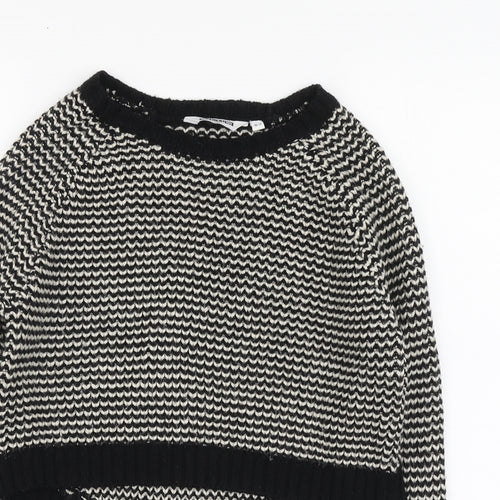 New Lpok Girls Black Round Neck Striped Acrylic Pullover Jumper Size 10-11 Years