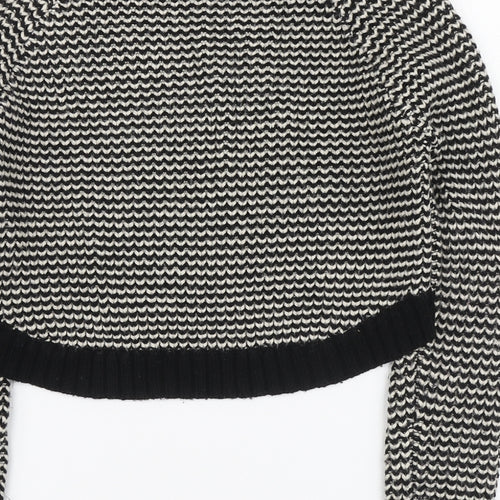 New Lpok Girls Black Round Neck Striped Acrylic Pullover Jumper Size 10-11 Years