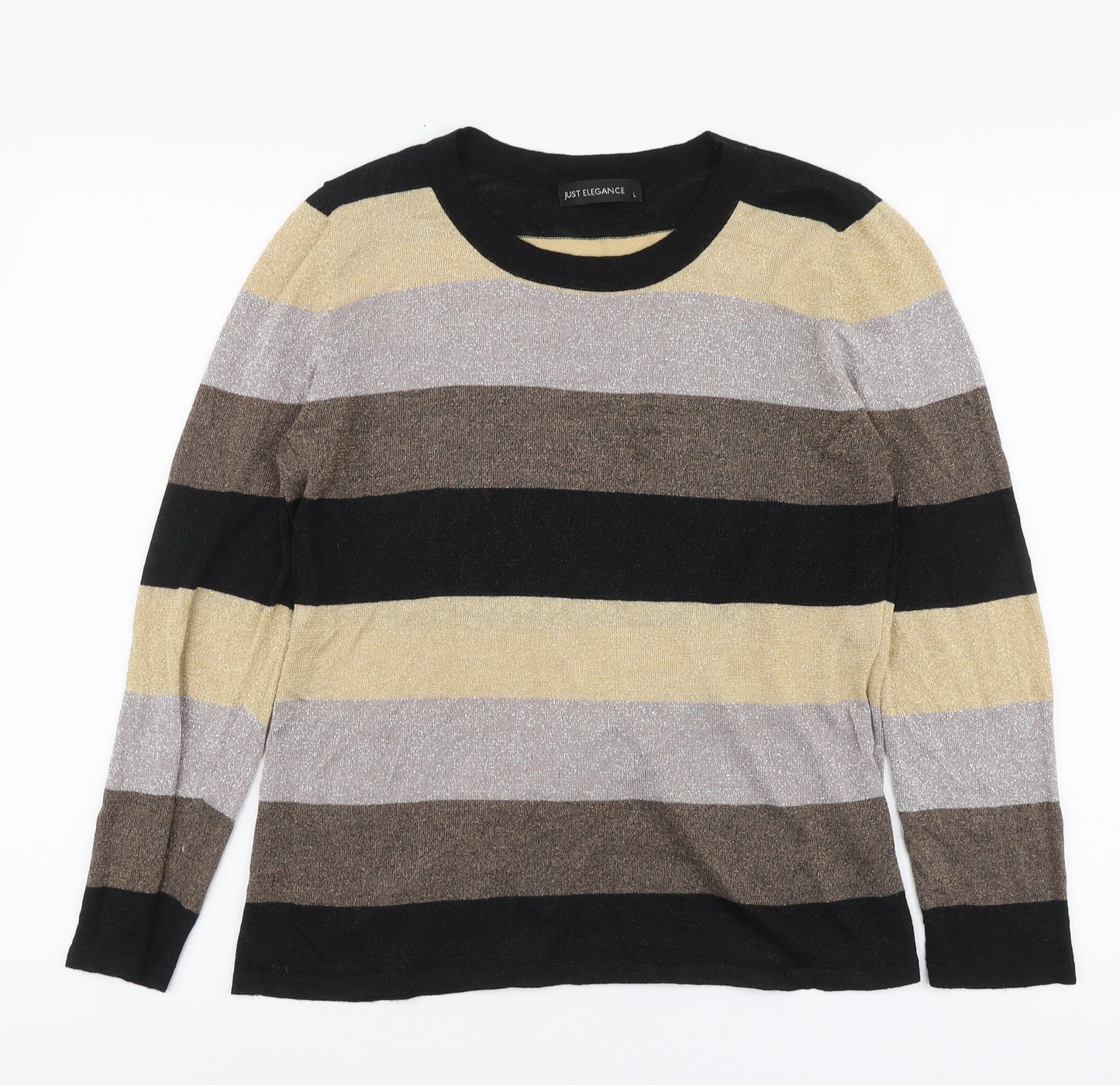 Just Elegance Womens Multicoloured Roll Neck Striped Viscose Pullover Jumper Size L
