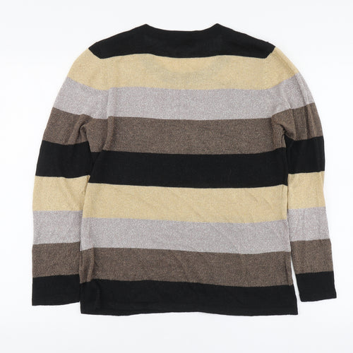 Just Elegance Womens Multicoloured Roll Neck Striped Viscose Pullover Jumper Size L