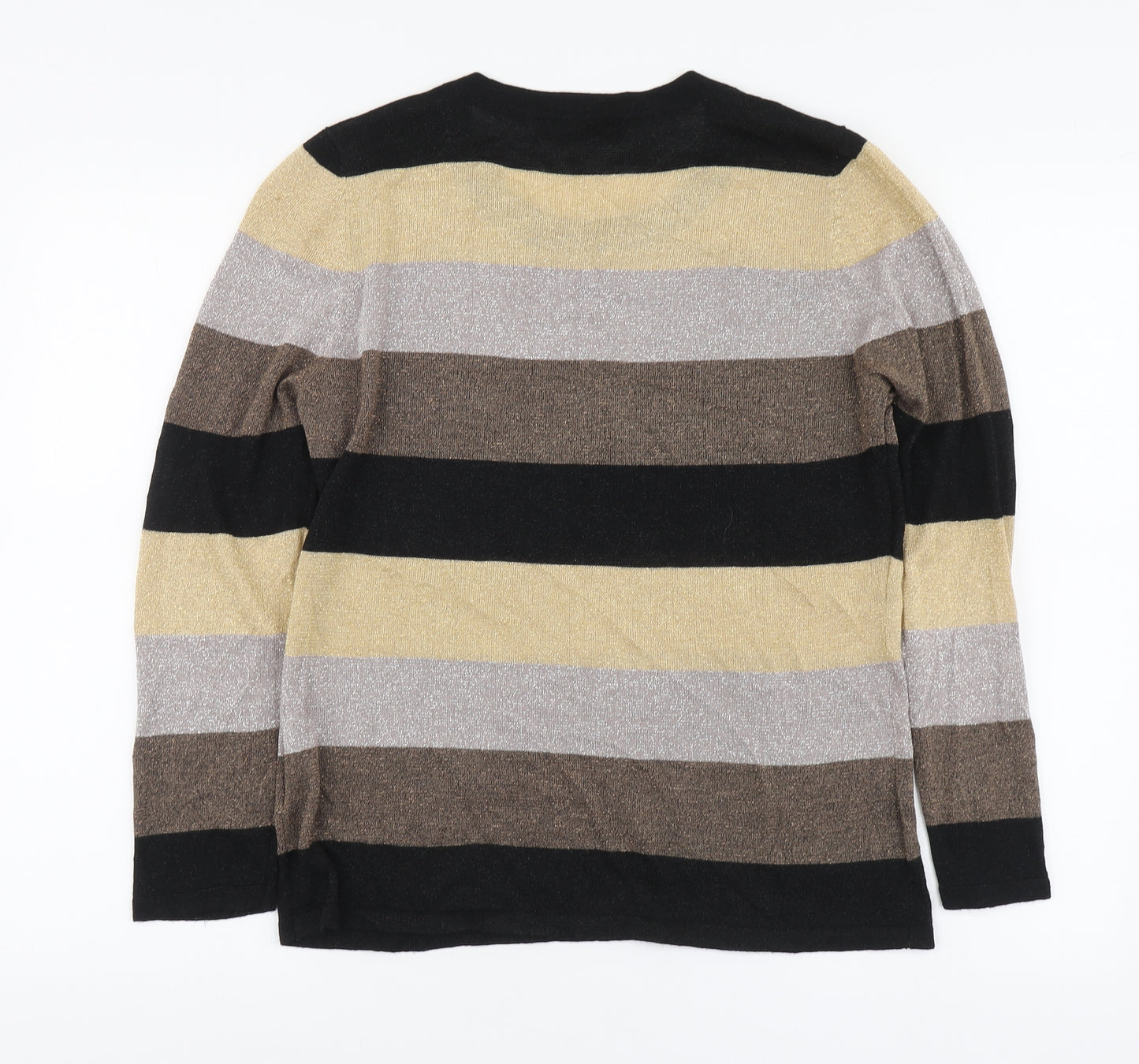 Just Elegance Womens Multicoloured Roll Neck Striped Viscose Pullover Jumper Size L