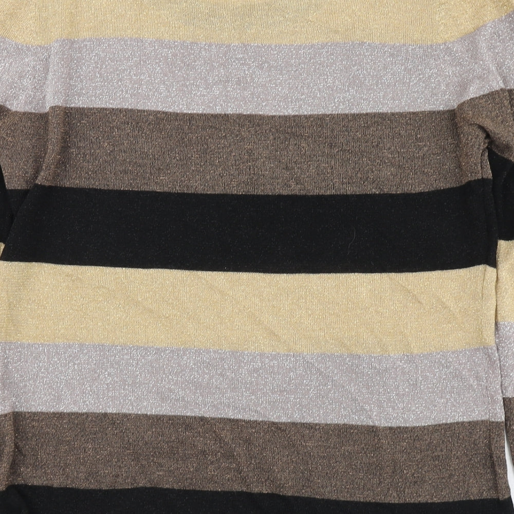 Just Elegance Womens Multicoloured Roll Neck Striped Viscose Pullover Jumper Size L