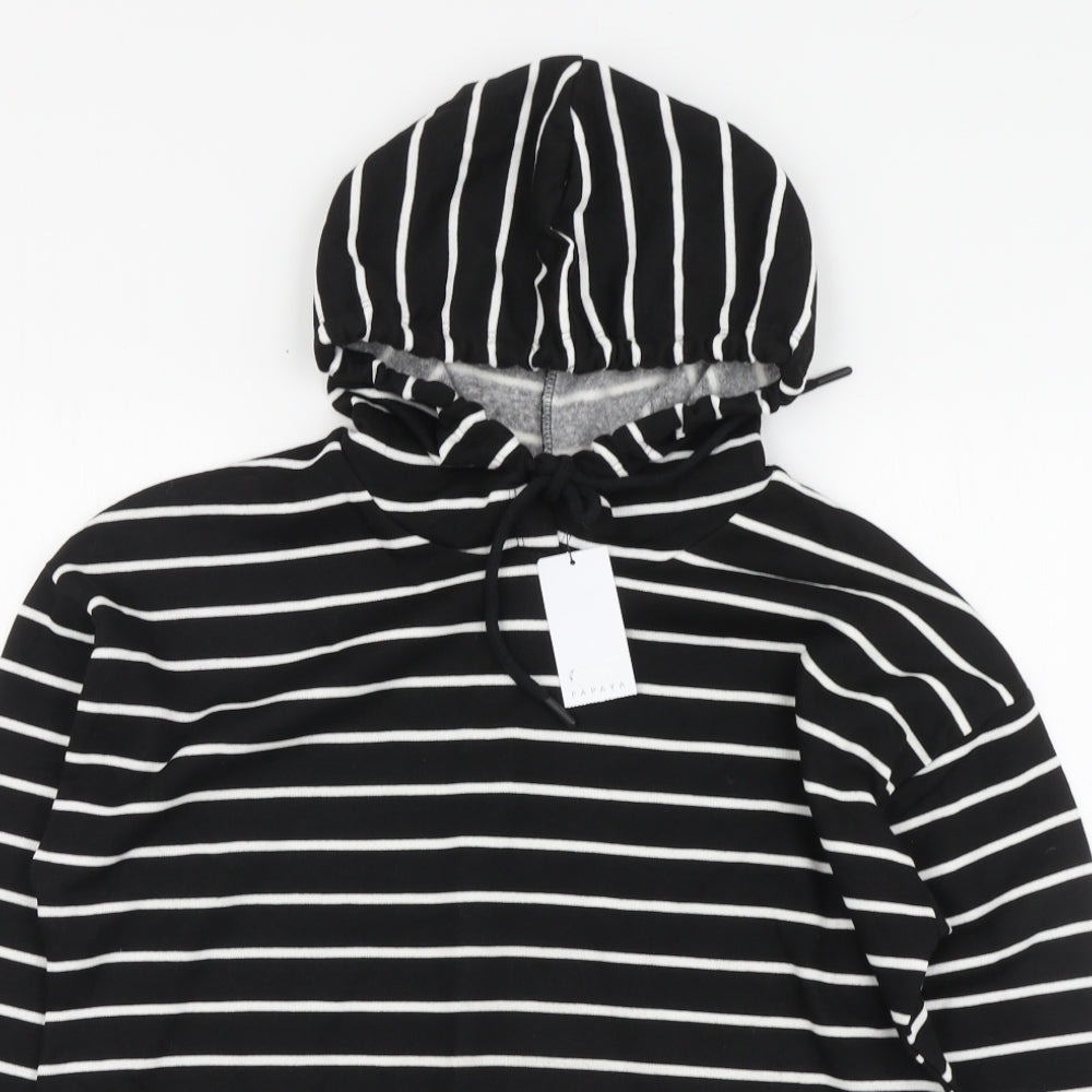 Papaya Womens Black Striped Polyester Pullover Hoodie Size M