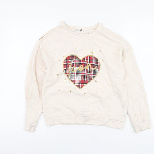 Pepco Girls Ivory Cotton Pullover Hoodie Size 11-12 Years