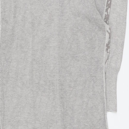 H by Halston Womens Grey V-Neck Geometric Cotton Cardigan Jumper Size L