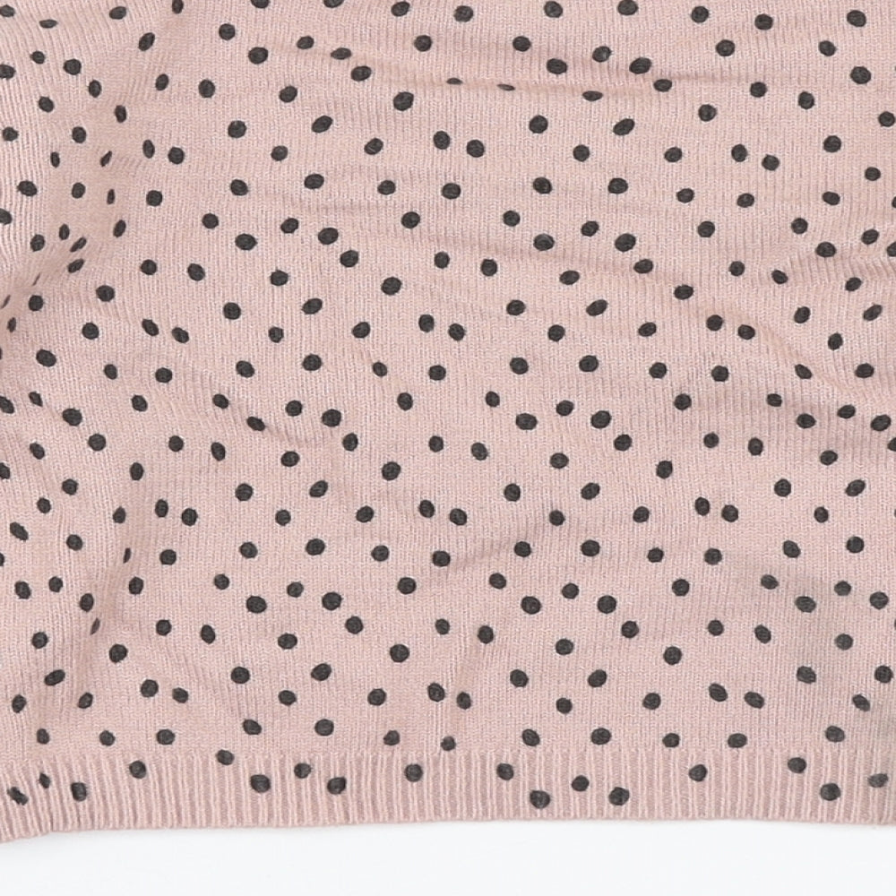 Primark Girls Pink Round Neck Polka Dot Viscose Pullover Jumper Size 5-6 Years
