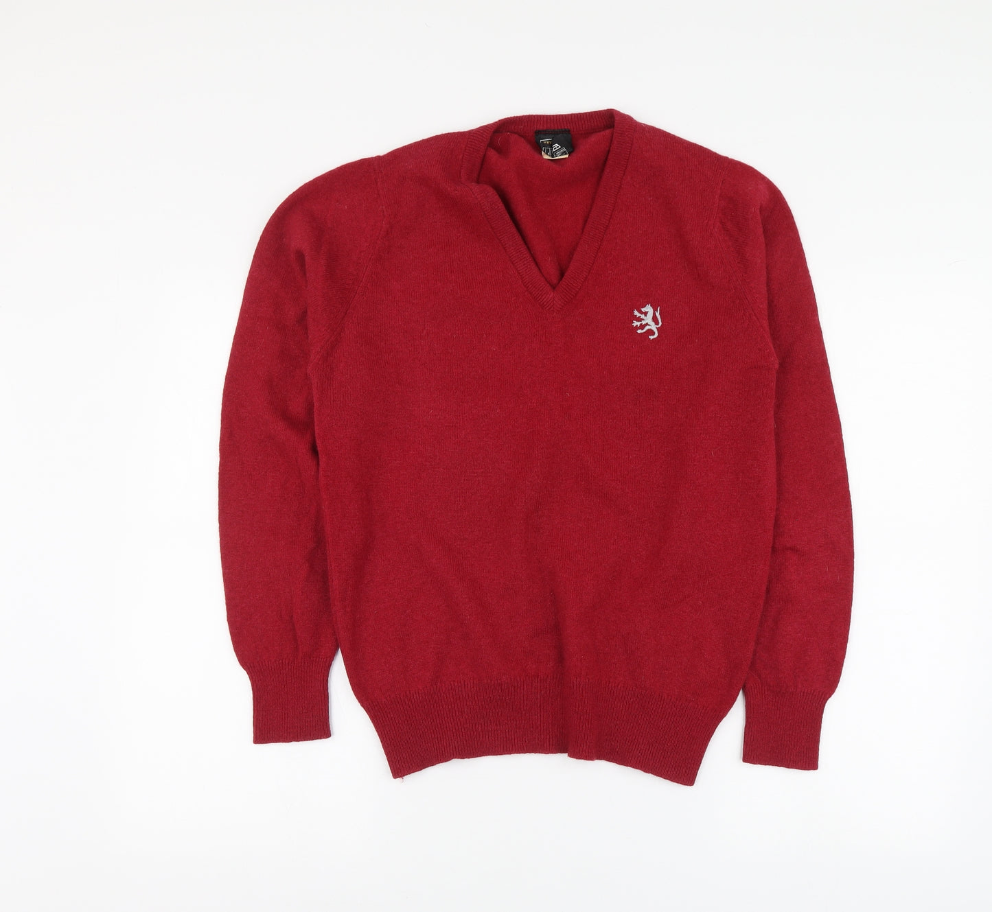 Keynote Mens Red V-Neck Wool Pullover Jumper Size M
