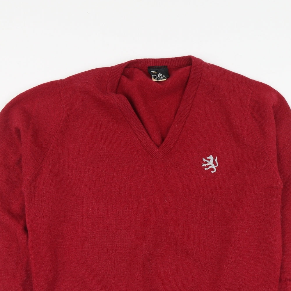 Keynote Mens Red V-Neck Wool Pullover Jumper Size M