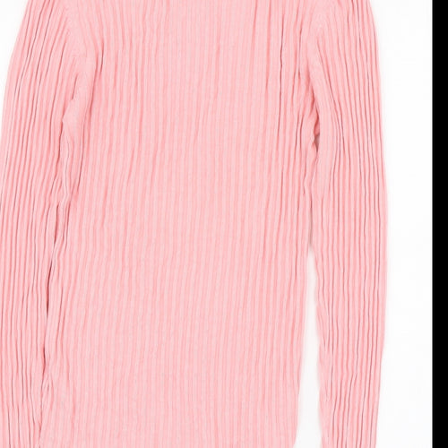 Boohoo Womens Pink V-Neck Viscose Pullover Jumper Size M