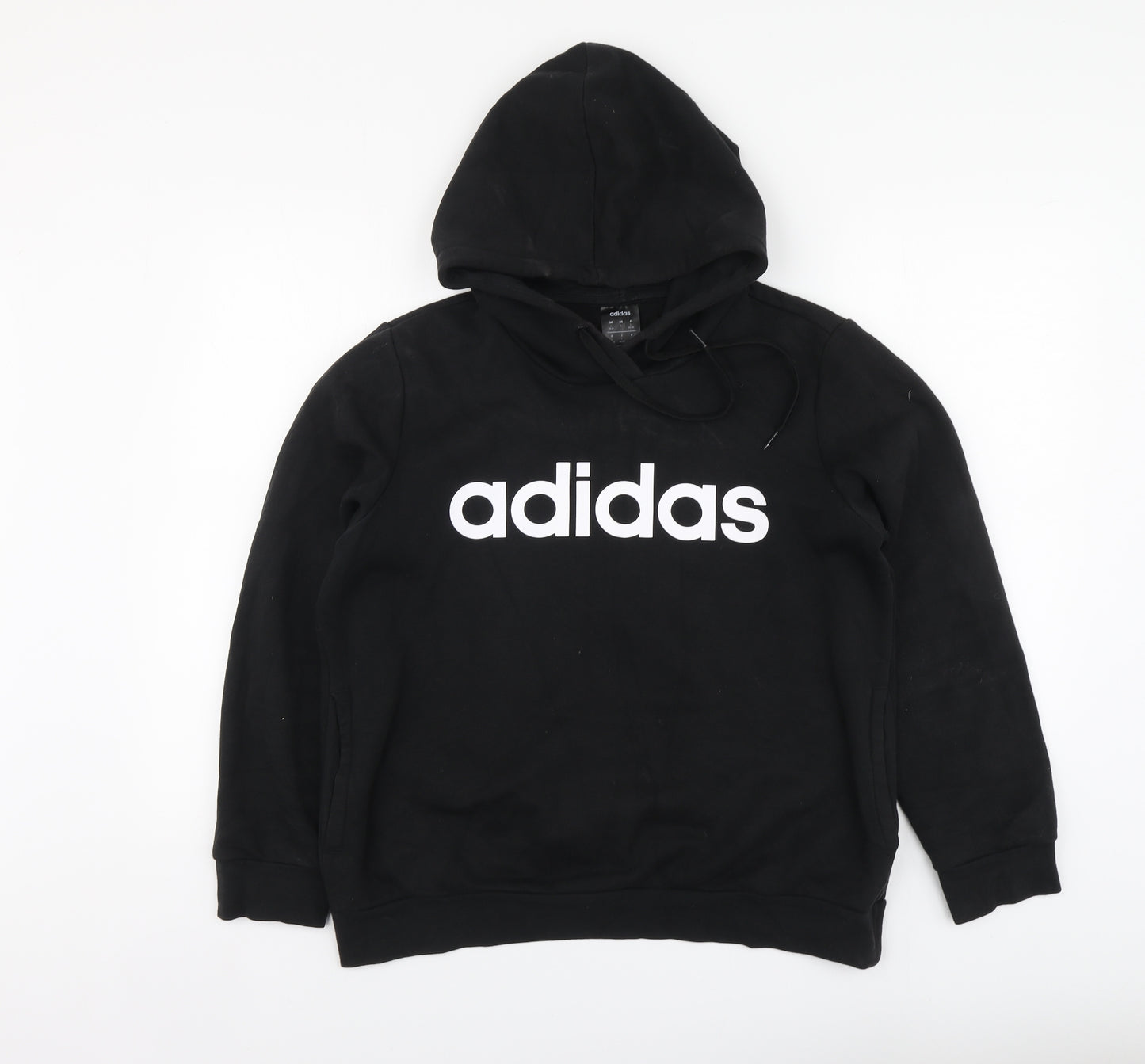 adidas Womens Black Cotton Pullover Hoodie Size L