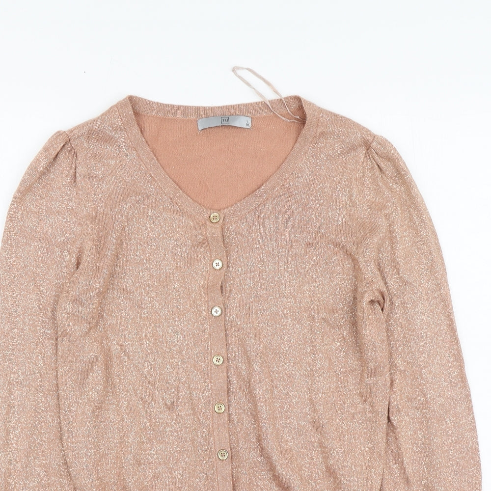 TU Womens Pink Round Neck Viscose Cardigan Jumper Size 10
