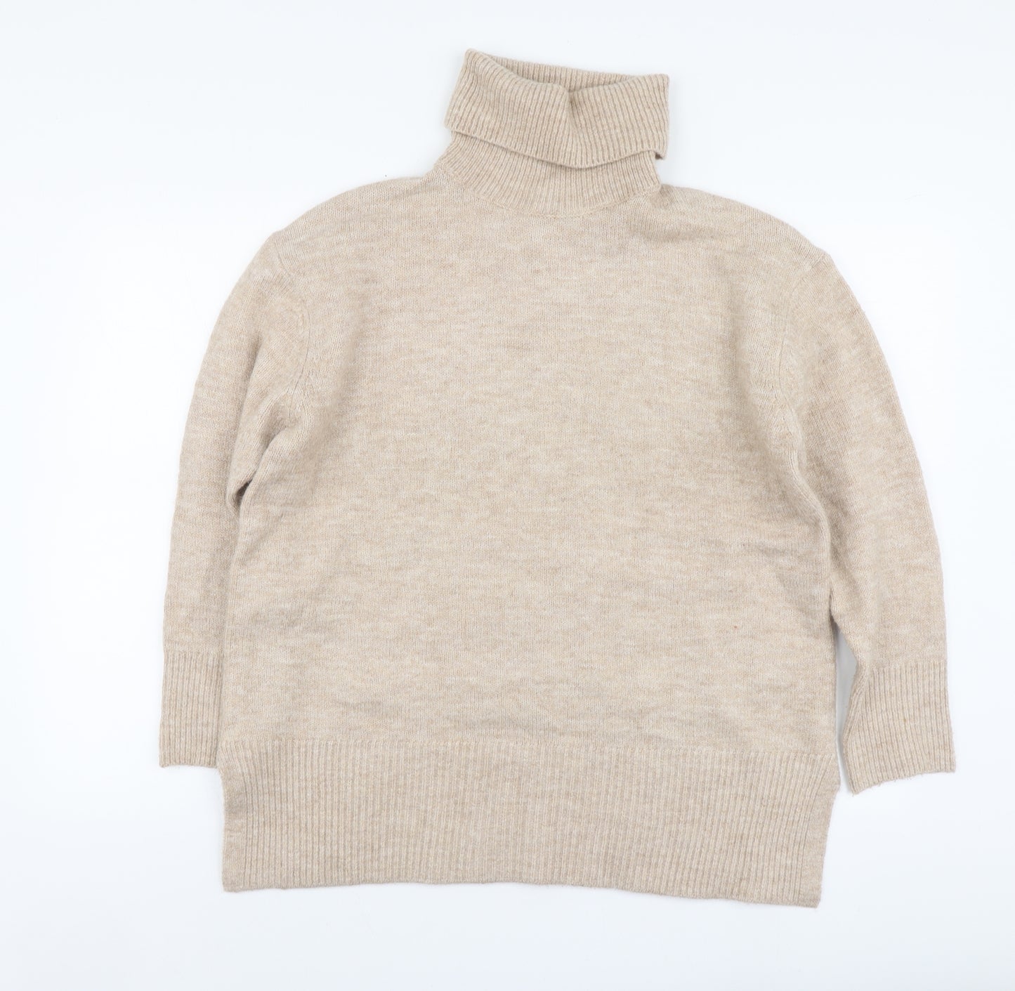 New Look Womens Beige Roll Neck Acrylic Pullover Jumper Size M