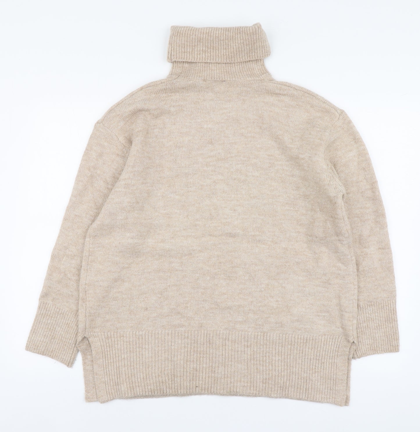 New Look Womens Beige Roll Neck Acrylic Pullover Jumper Size M