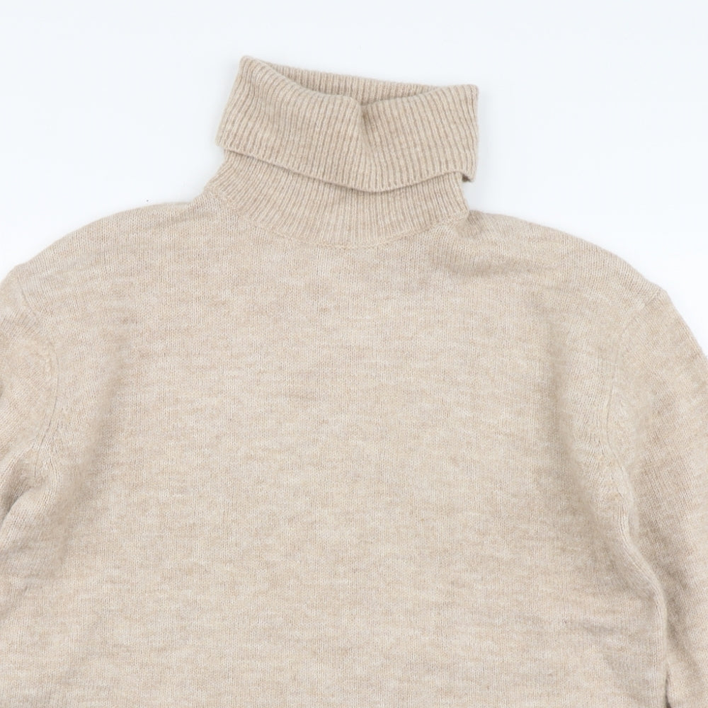 New Look Womens Beige Roll Neck Acrylic Pullover Jumper Size M