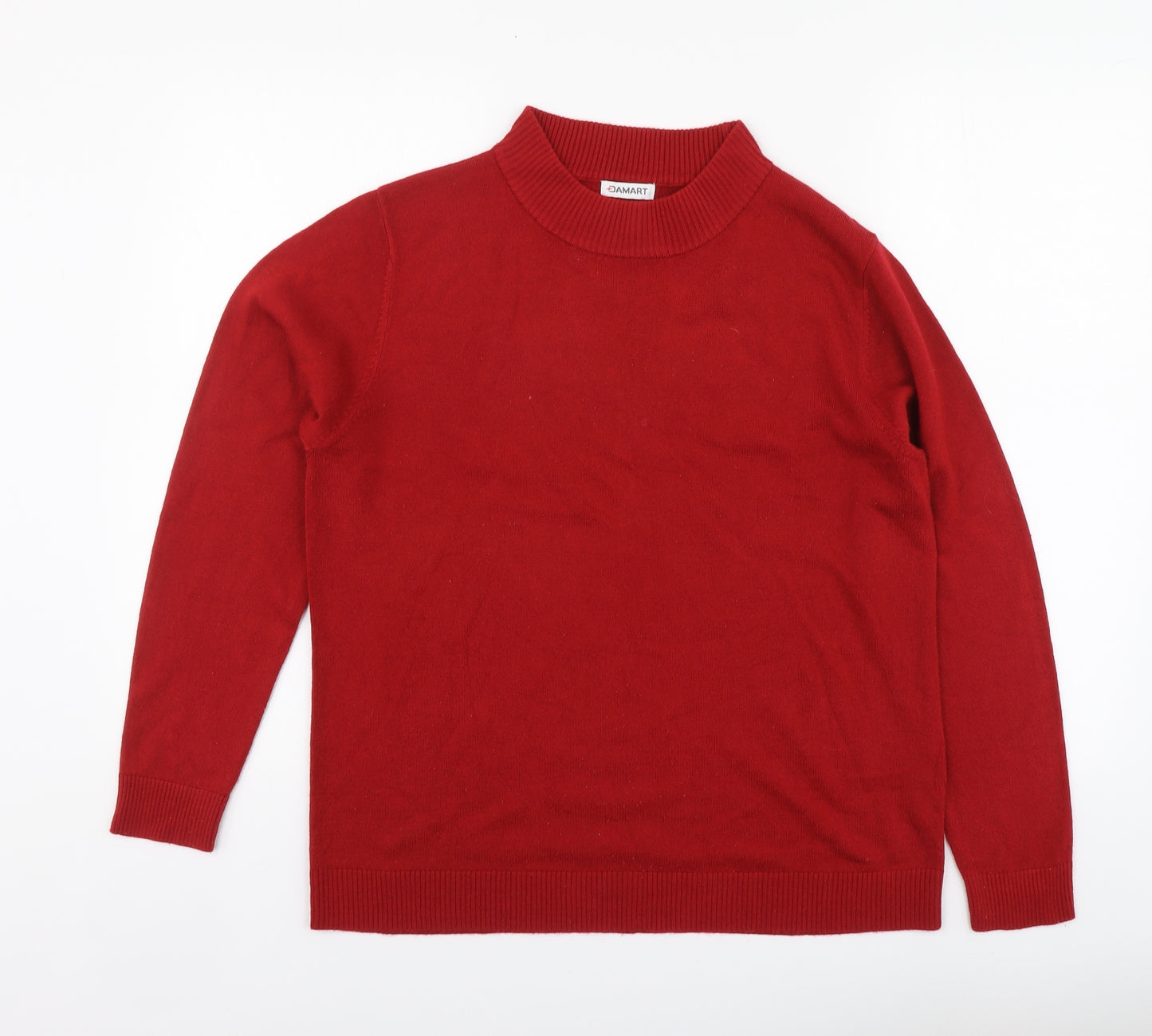 Damart Womens Red High Neck Acrylic Pullover Jumper Size L