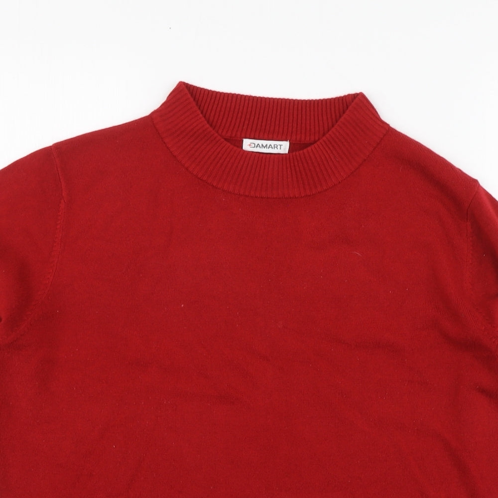Damart Womens Red High Neck Acrylic Pullover Jumper Size L