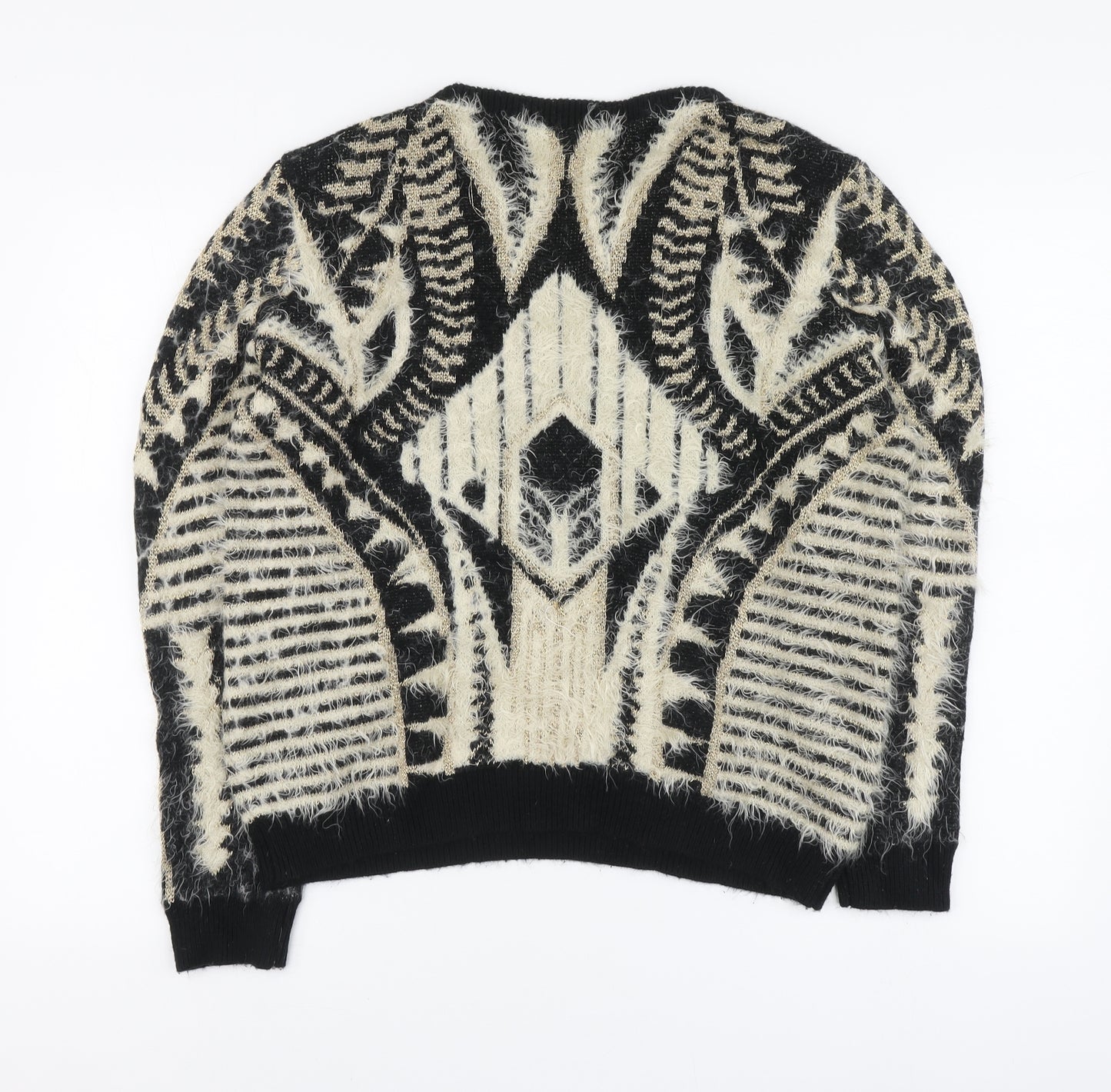 Klass Womens Multicoloured Round Neck Geometric Acrylic Pullover Jumper Size XL