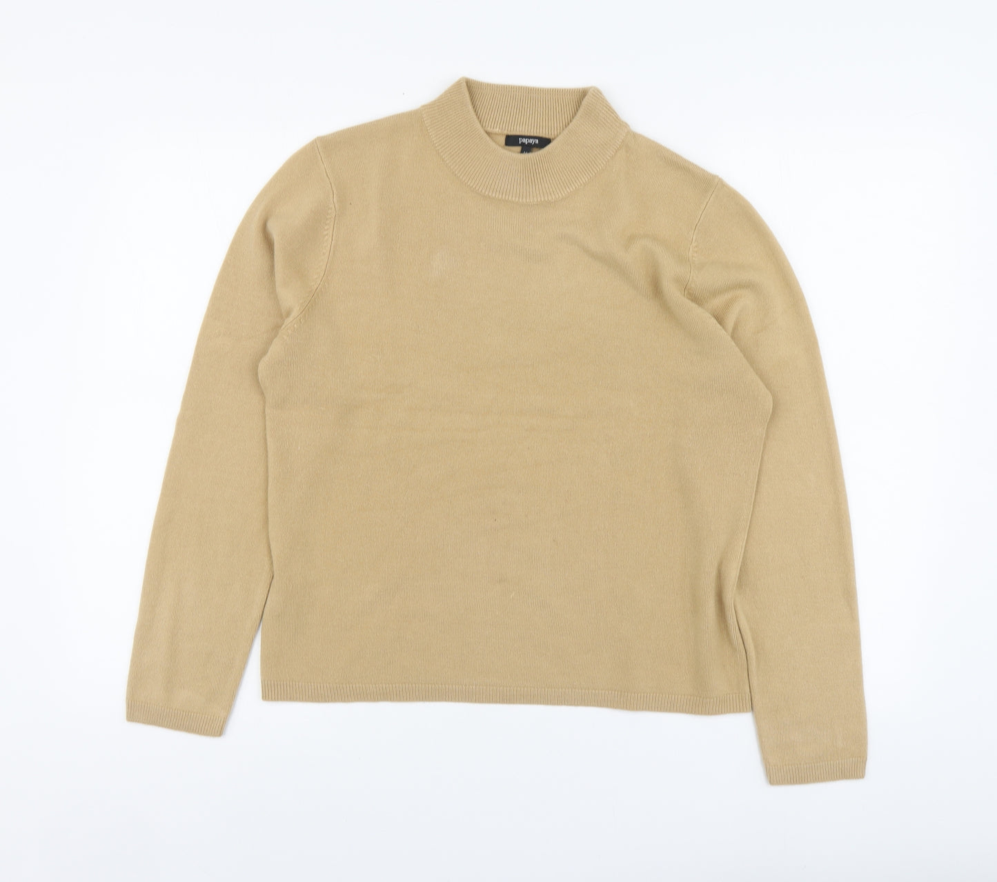 Papaya Womens Beige High Neck Acrylic Pullover Jumper Size 16