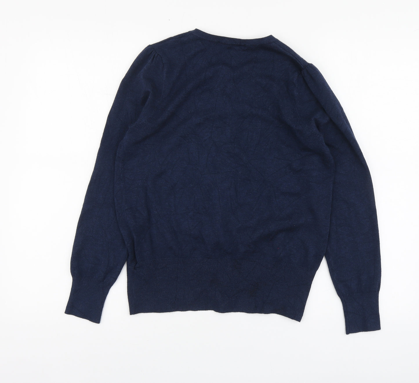 Marks and Spencer Womens Blue Round Neck Viscose Cardigan Jumper Size 12