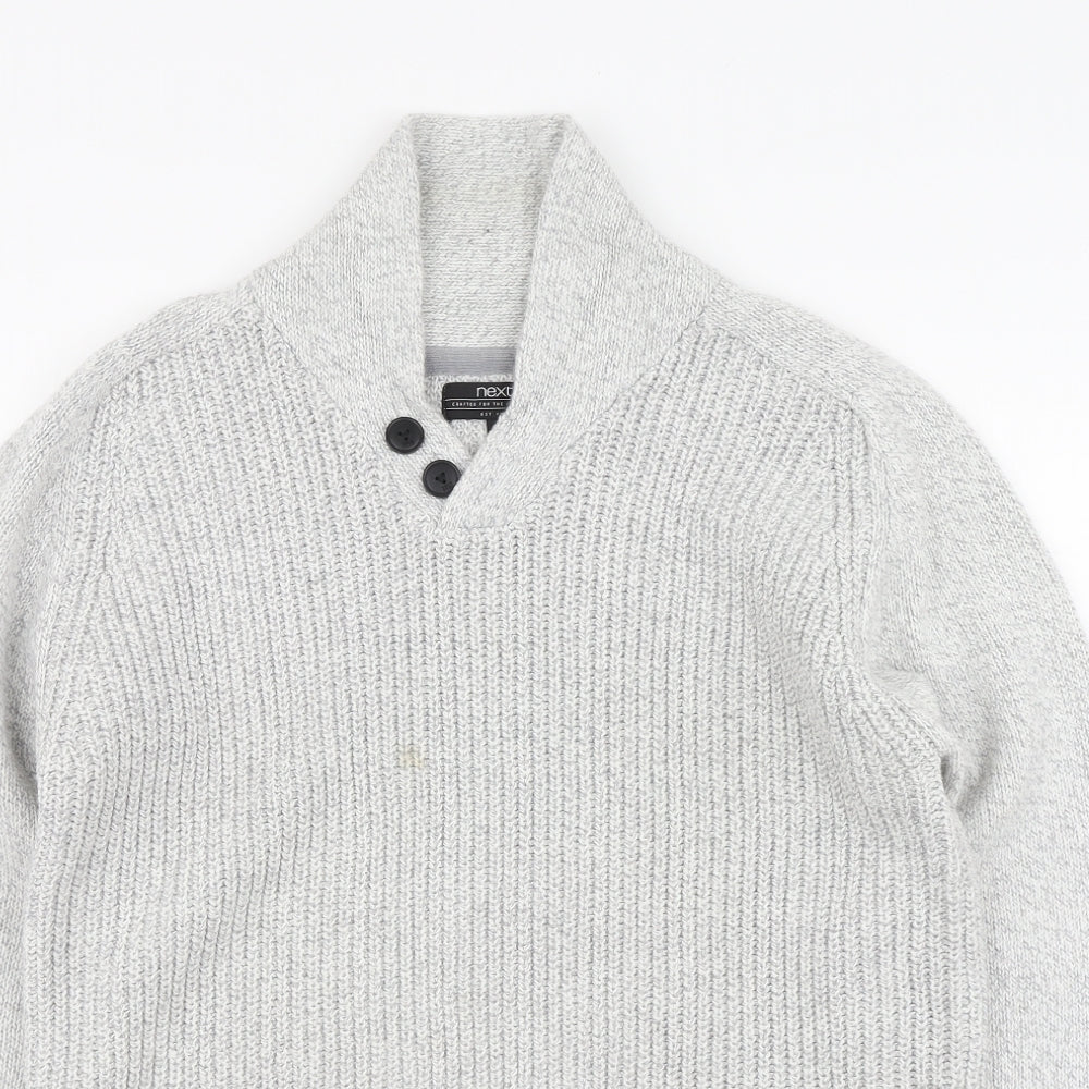 NEXT Mens Grey V-Neck Acrylic Pullover Jumper Size L