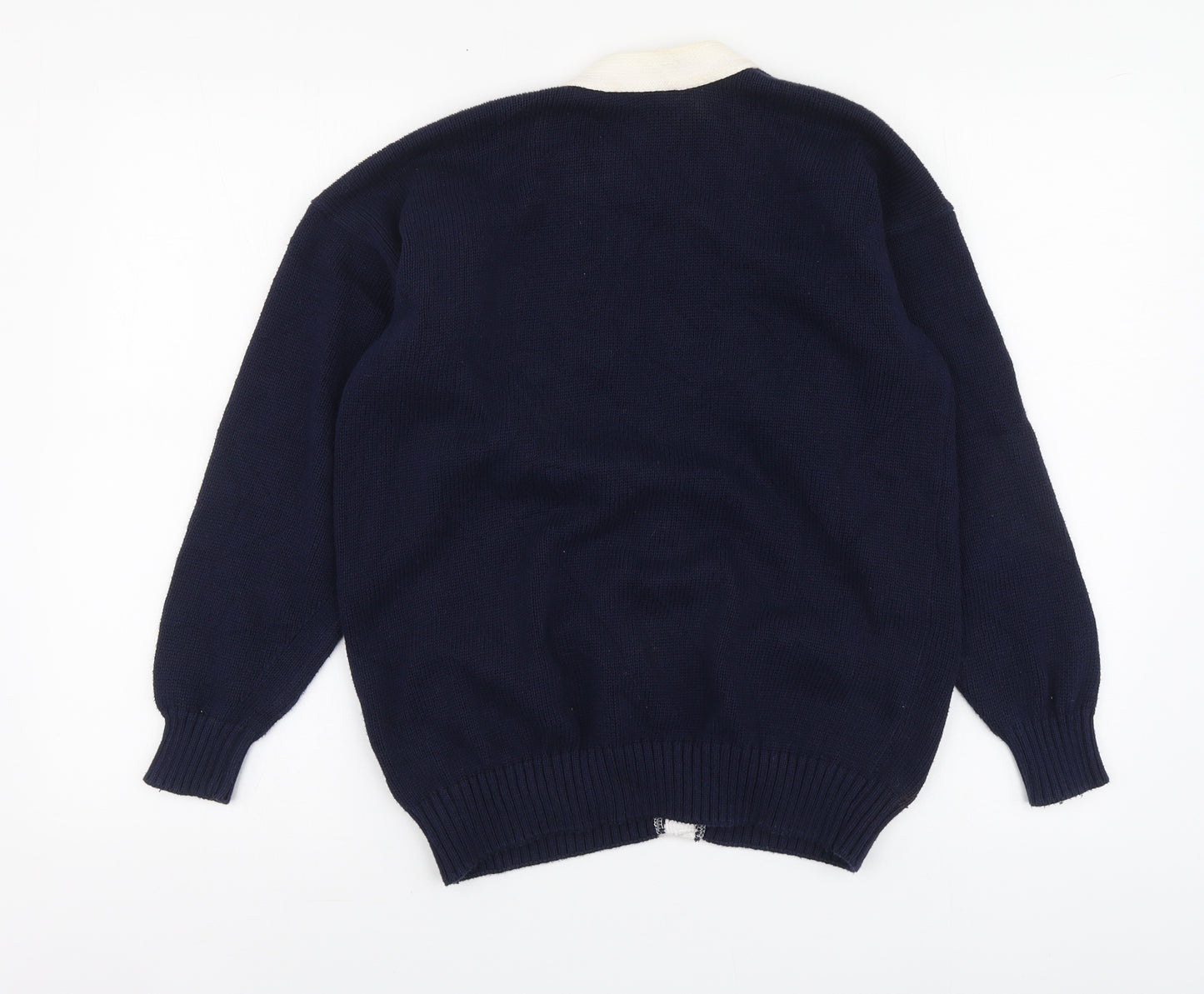 Edinburgh Womens Blue V-Neck Cotton Pullover Jumper Size 10