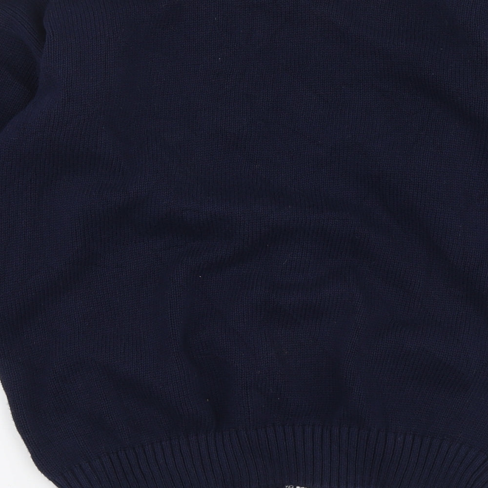 Edinburgh Womens Blue V-Neck Cotton Pullover Jumper Size 10