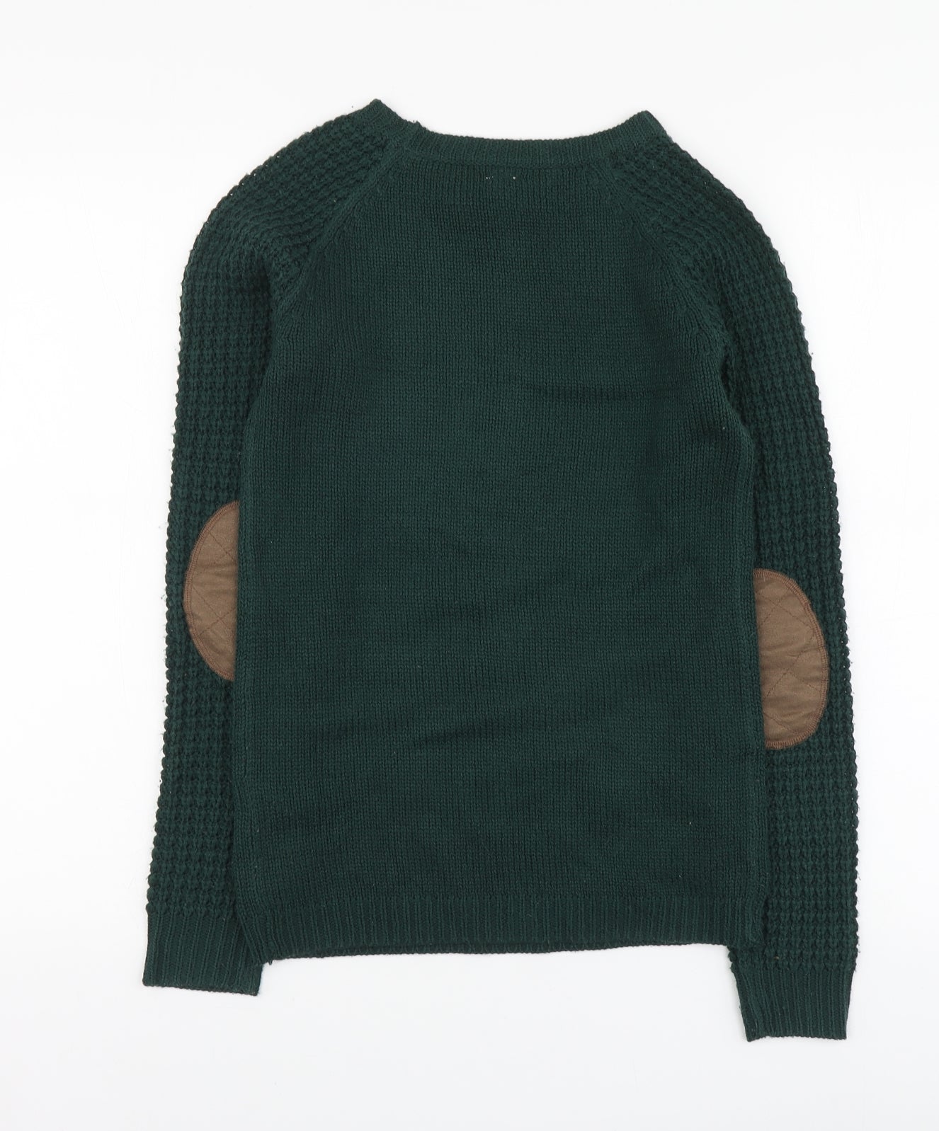 Pull&Bear Womens Green Round Neck Acrylic Pullover Jumper Size S - Snoopy