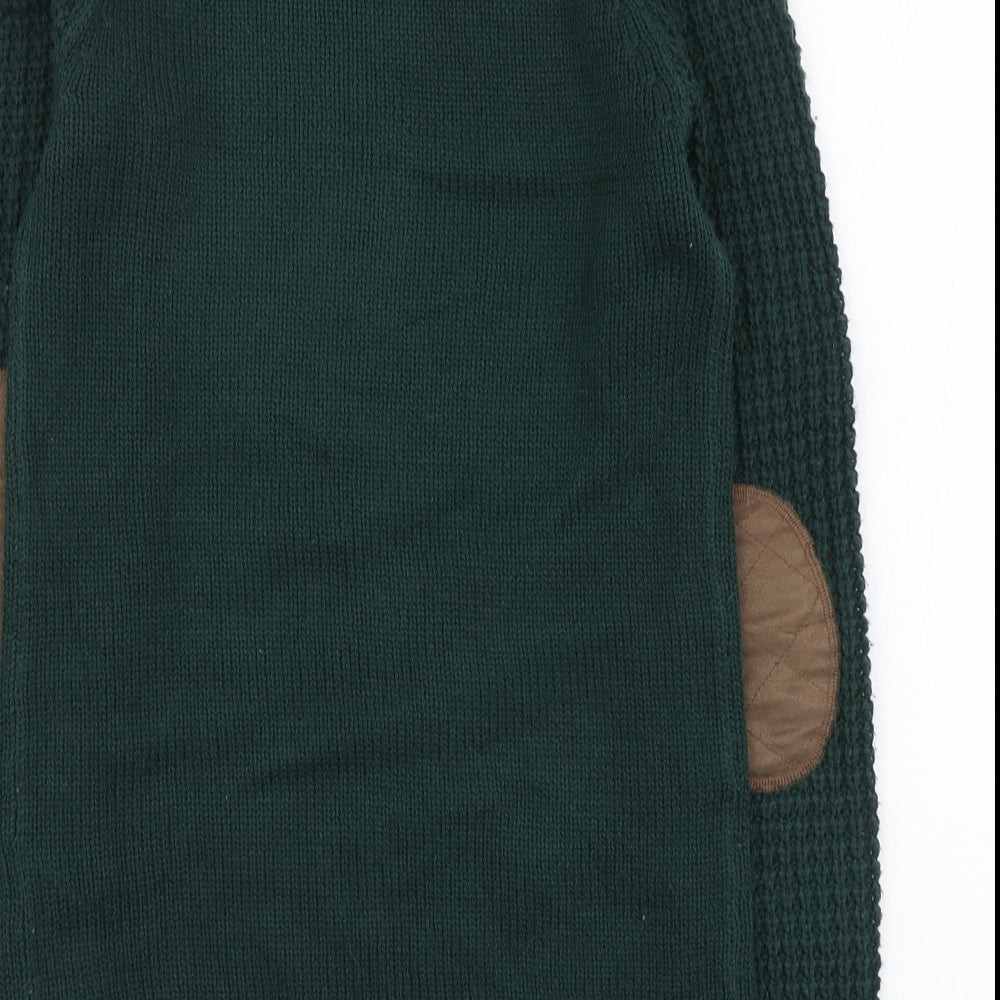 Pull&Bear Womens Green Round Neck Acrylic Pullover Jumper Size S - Snoopy