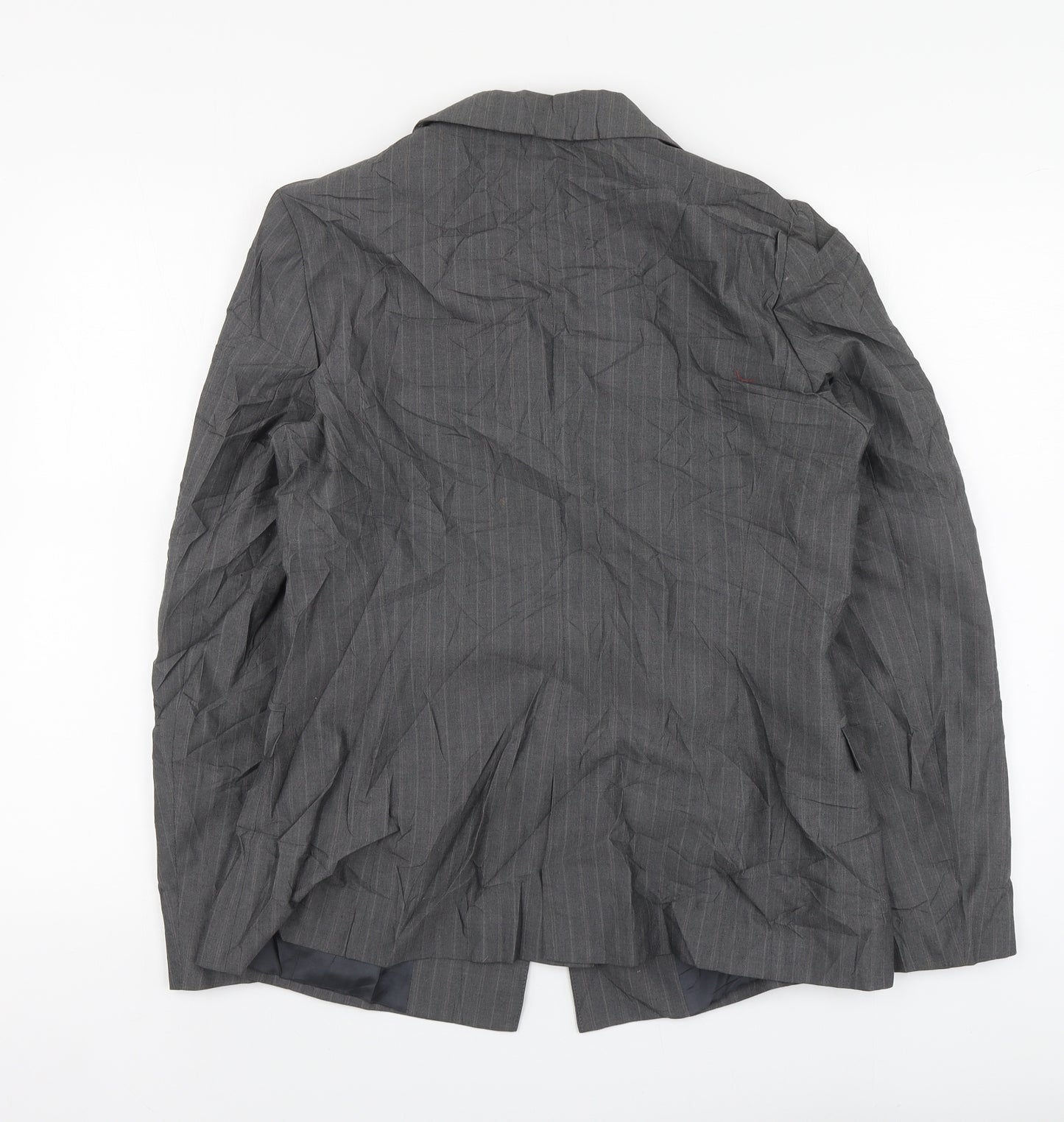 Zara Womens Grey Striped Polyester Jacket Suit Jacket Size 14