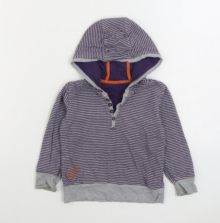 Marks and Spencer Boys Grey 100% Cotton Pullover Hoodie Size 2-3 Years Lace Up