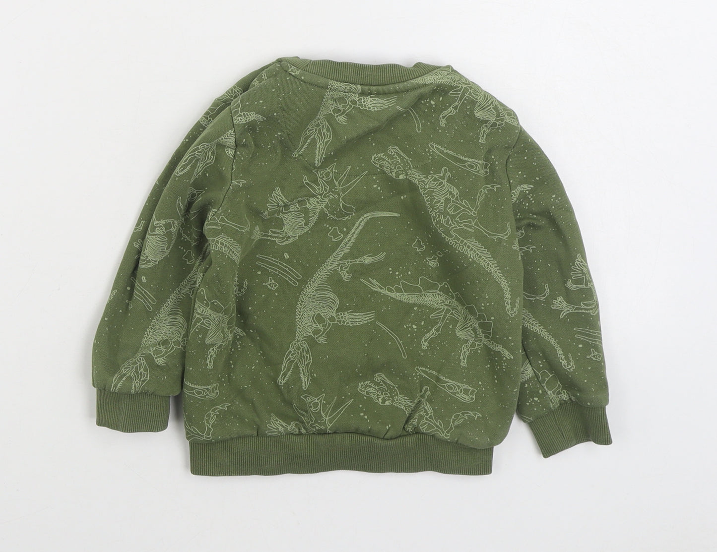 F&F Boys Green Geometric Cotton Pullover Sweatshirt Size 2-3 Years Pullover