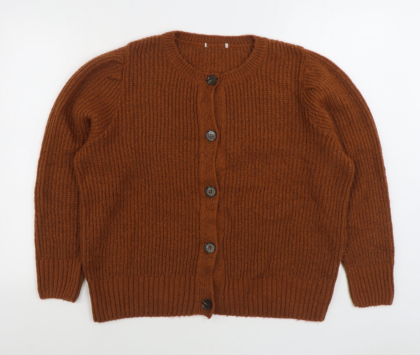 TU Womens Brown V-Neck Acrylic Cardigan Jumper Size 18