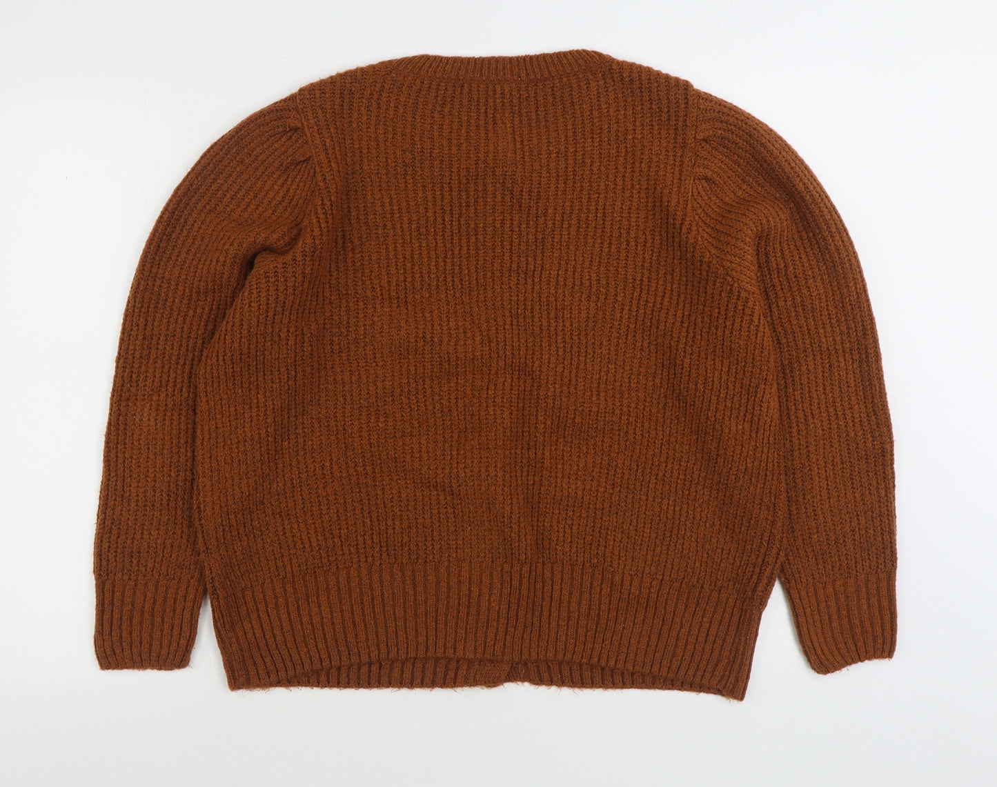 TU Womens Brown V-Neck Acrylic Cardigan Jumper Size 18