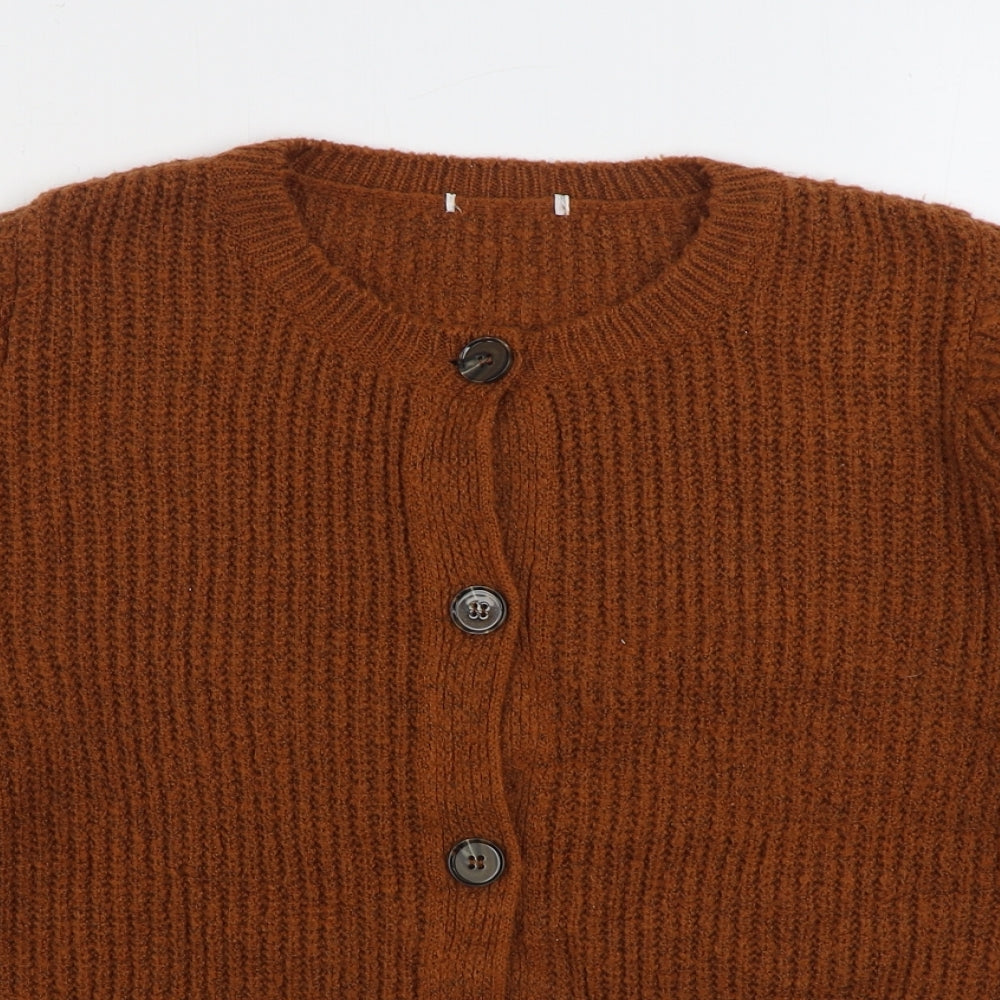 TU Womens Brown V-Neck Acrylic Cardigan Jumper Size 18
