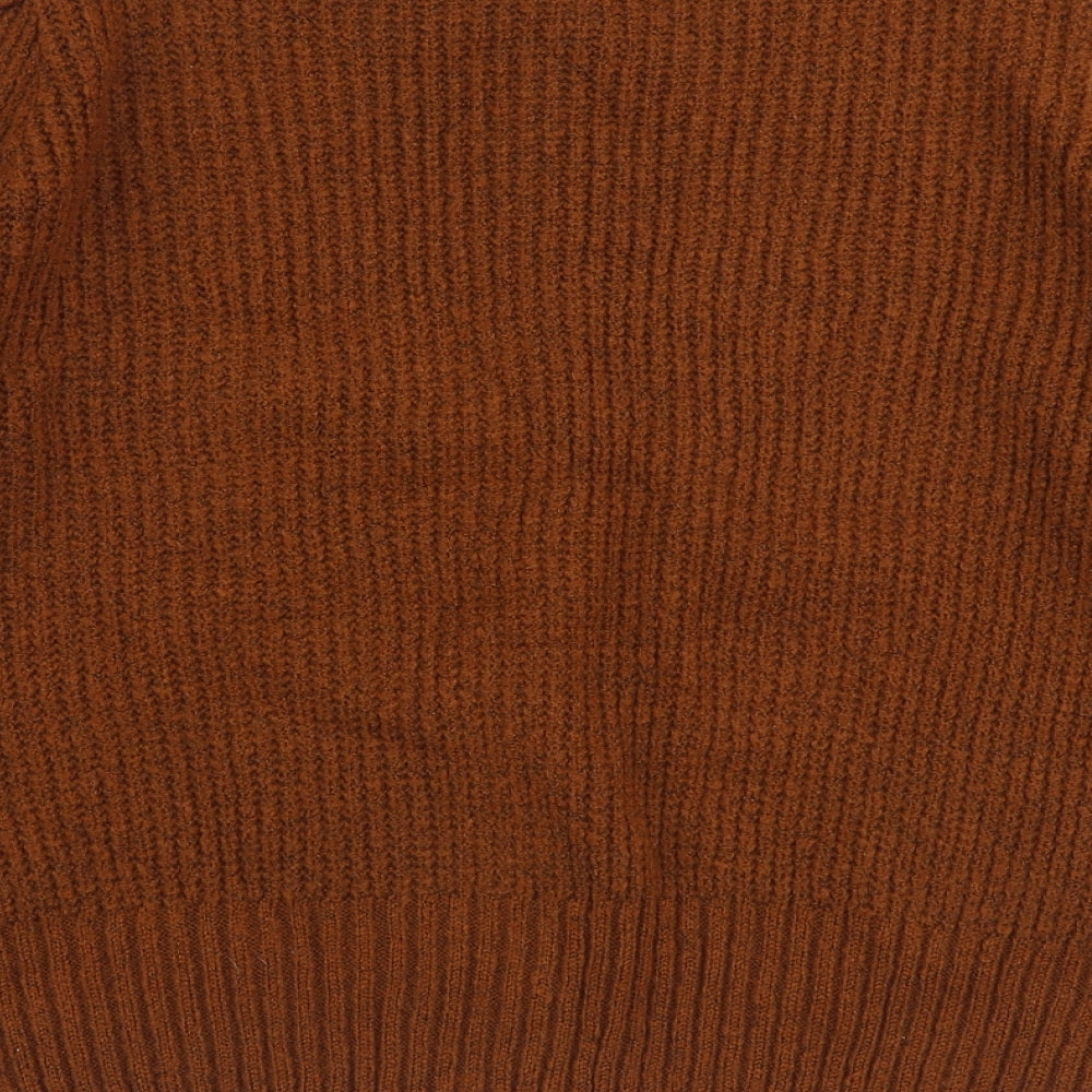 TU Womens Brown V-Neck Acrylic Cardigan Jumper Size 18