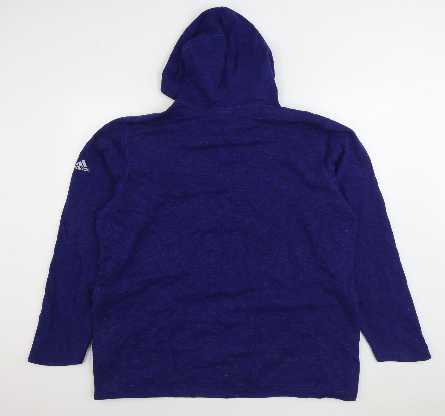 adidas Mens Blue Cotton Pullover Hoodie Size 2XL
