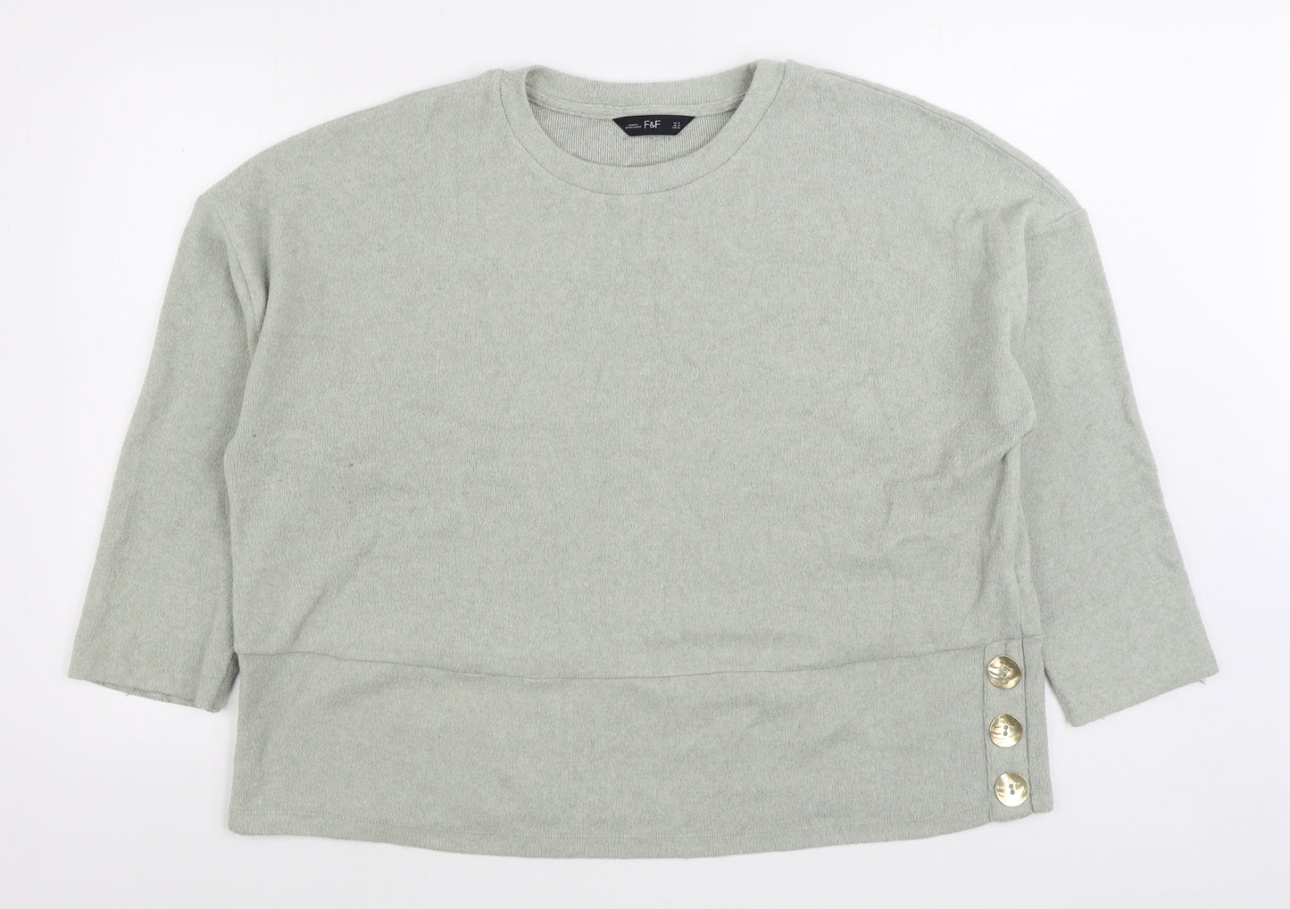 F&F Womens Green Round Neck Viscose Pullover Jumper Size 18