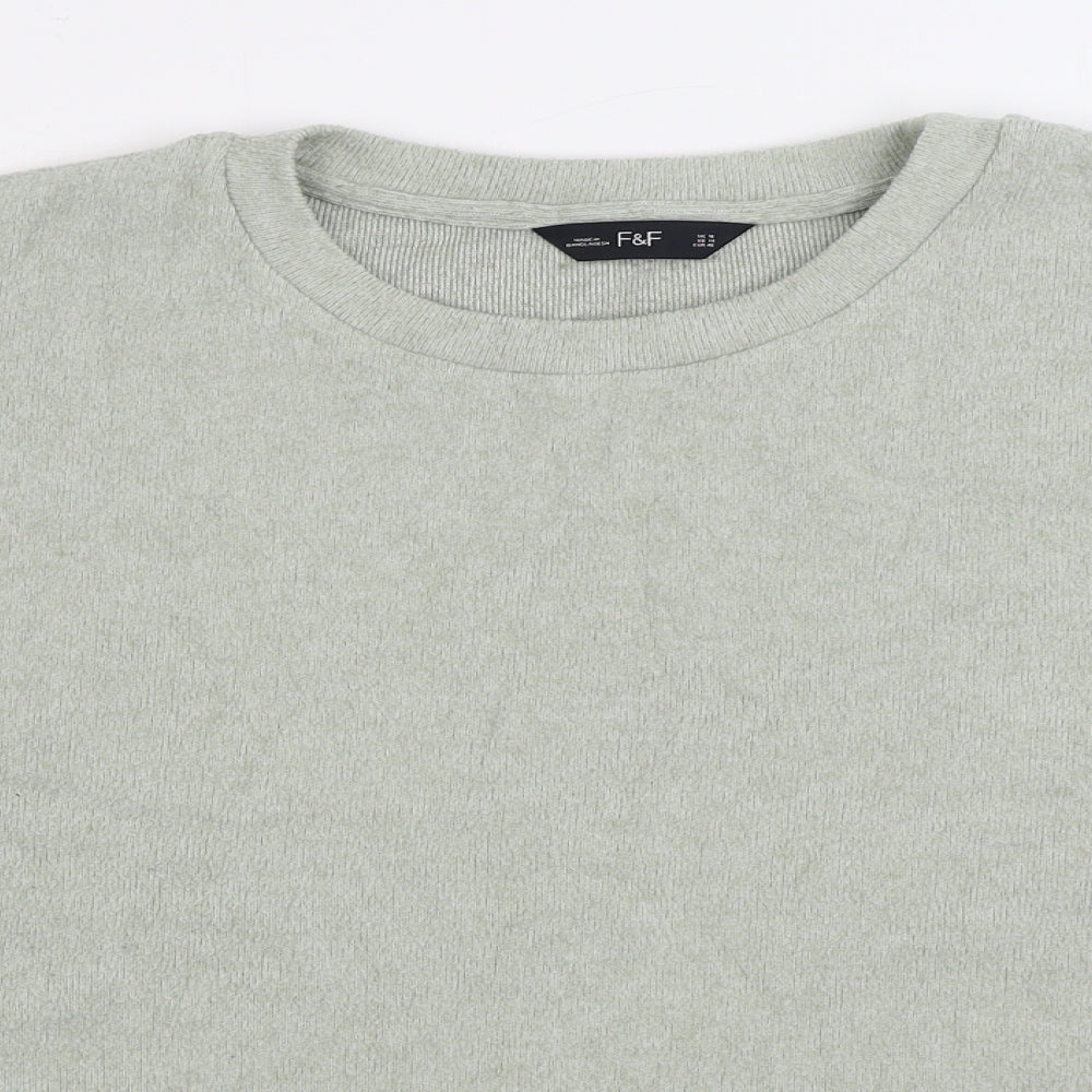 F&F Womens Green Round Neck Viscose Pullover Jumper Size 18