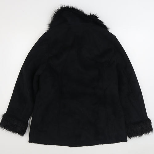 Berkertex Womens Black Overcoat Coat Size 14 Button