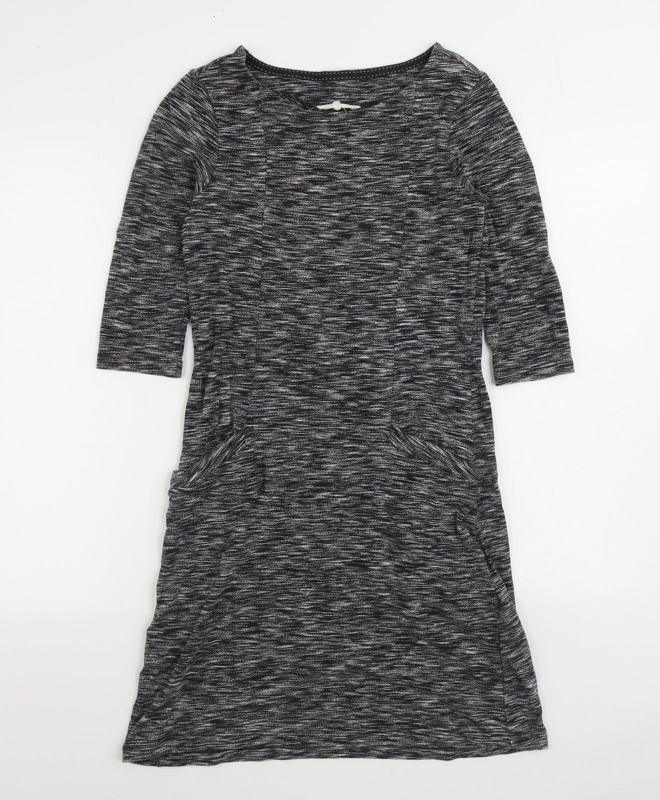 White Stuff Womens Grey Cotton Jumper Dress Size 8 Boat Neck Pullover