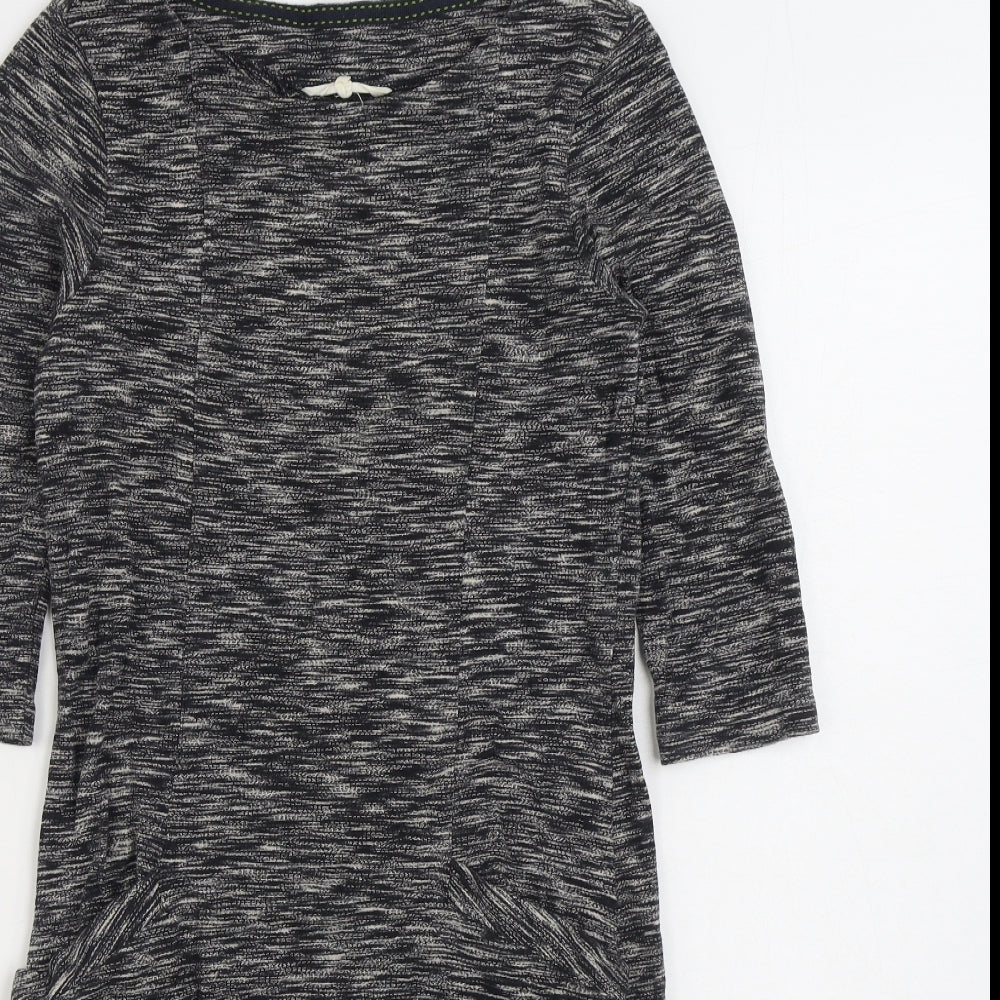 White Stuff Womens Grey Cotton Jumper Dress Size 8 Boat Neck Pullover