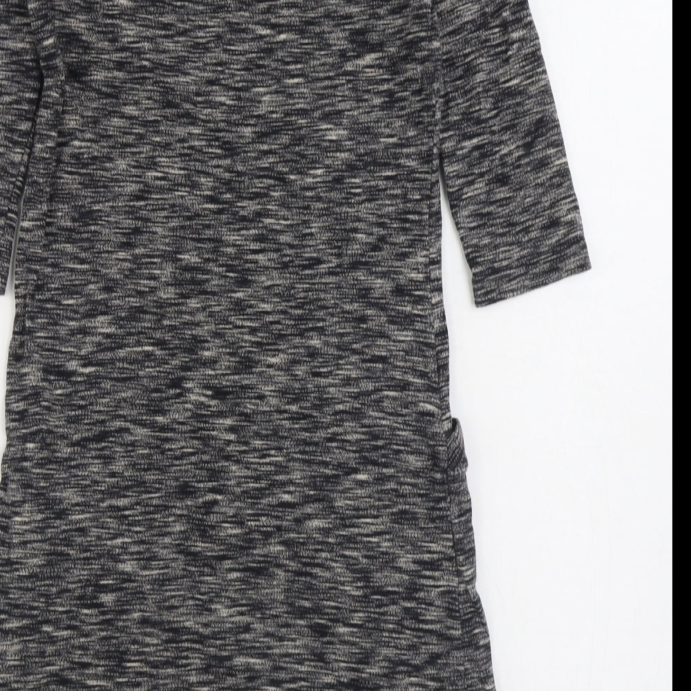 White Stuff Womens Grey Cotton Jumper Dress Size 8 Boat Neck Pullover