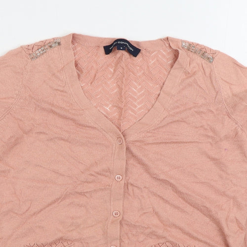 French Connection Womens Pink V-Neck Viscose Cardigan Jumper Size S