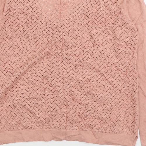 French Connection Womens Pink V-Neck Viscose Cardigan Jumper Size S