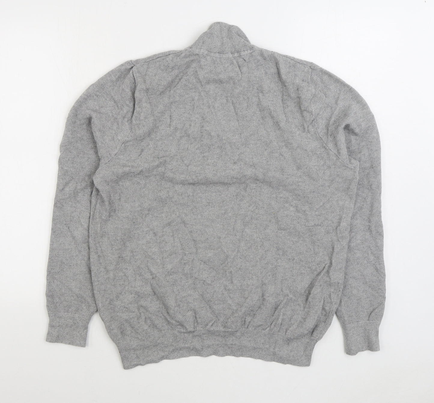 John Lewis Mens Grey V-Neck Cotton Pullover Jumper Size L