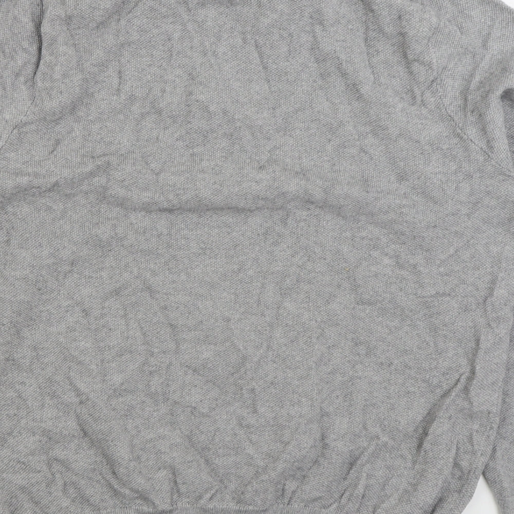 John Lewis Mens Grey V-Neck Cotton Pullover Jumper Size L