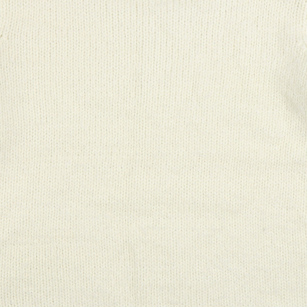 Collection Womens White Round Neck Acrylic Pullover Jumper Size 20