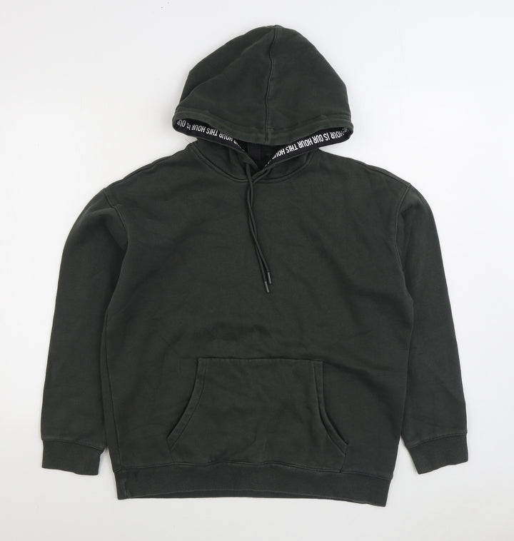 H&M Mens Green Cotton Pullover Hoodie Size S